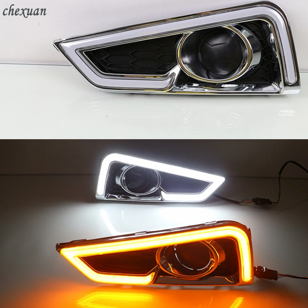 

CSCSNL 1 Set 12V ABS Car DRL Daytime Running Lights Daylight With Turn Signal Yellow For Honda City Grace 2015 2016 Accessories