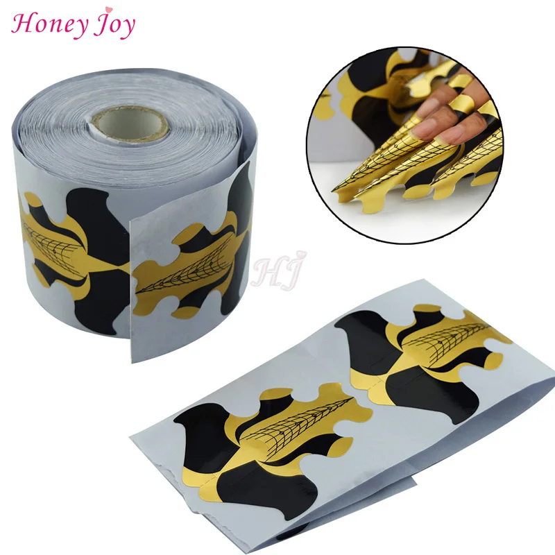 Dourado para Guia de Unha Profissional para Guia de Unha Ponta para Extensão de Unhas com 300 Adesivo Acrílica Peças – Rolo Gel uv