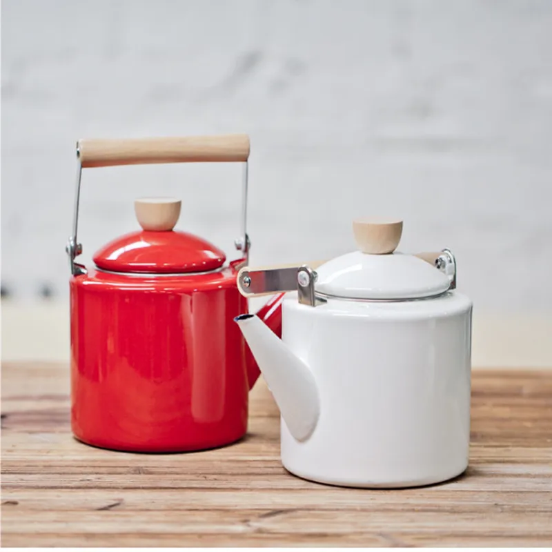

Special Offer 2.4L Enamel Water Kettle Teapot Coffee Pot Cooking Tools Straight Tisanes TeaPot Induction Cooker High Wheat Pot