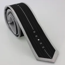 Yibei Coachella связи в Вертикальную Полоску черный галстук тонкий тощий узкий Corbata Мужчины серебро границы Проверено тканые микрофибры Галстуки