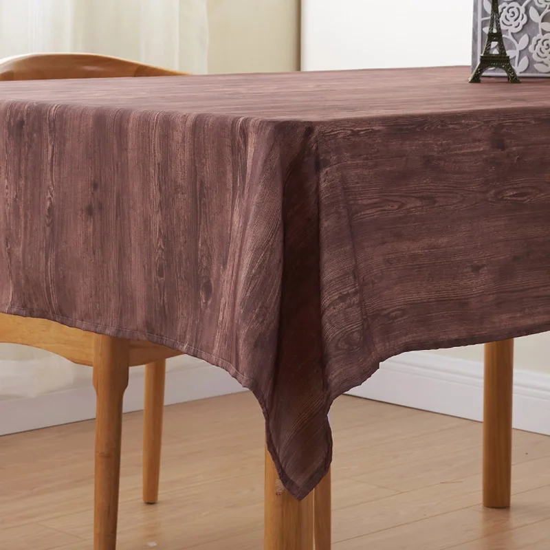 Durable Various Sizes Washable Table cloth Rectangular Brown Polyester