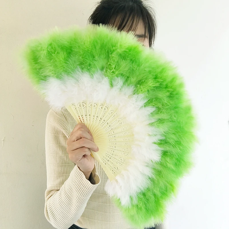 

Retro Nostalgia Colorful Feather Hand Fan Live Dance Feather Fan Cheongsam Catwalk Feather Fan Gradient abanicos para boda