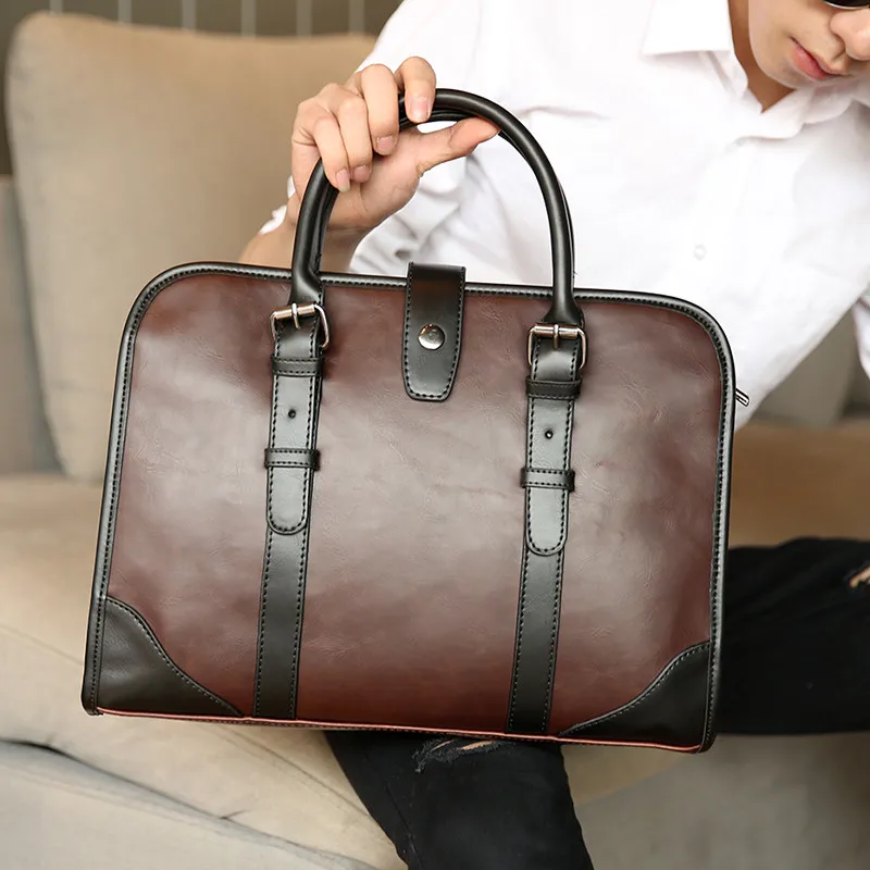 Новинка 2019 года корейский для мужчин сумка бизнес сумки повседневное ретро одного плеча диагональ портфели ноутбук дорожные