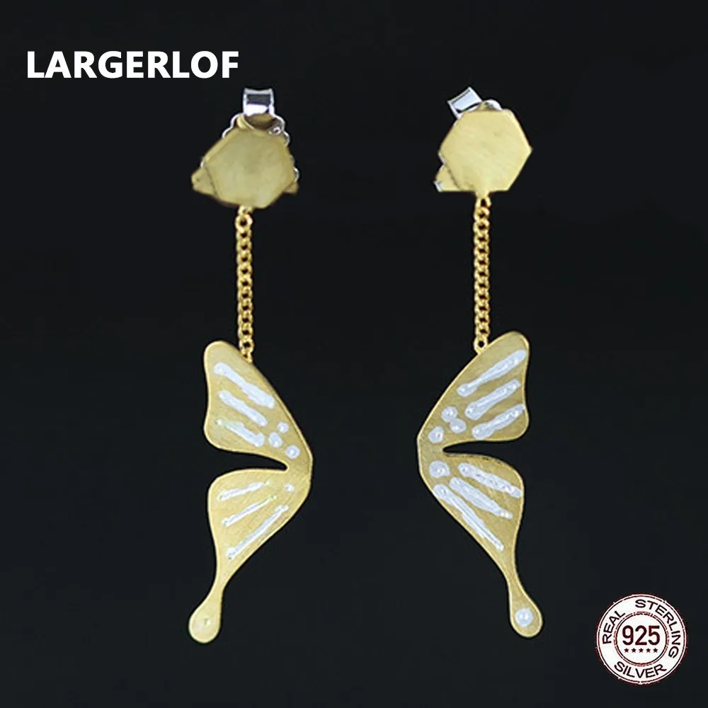 

LARGERLOF 925 Sterling Silver Earrings Handmade minimalist jewelry Womens Fancy Butterfly Drop Earring ED49021