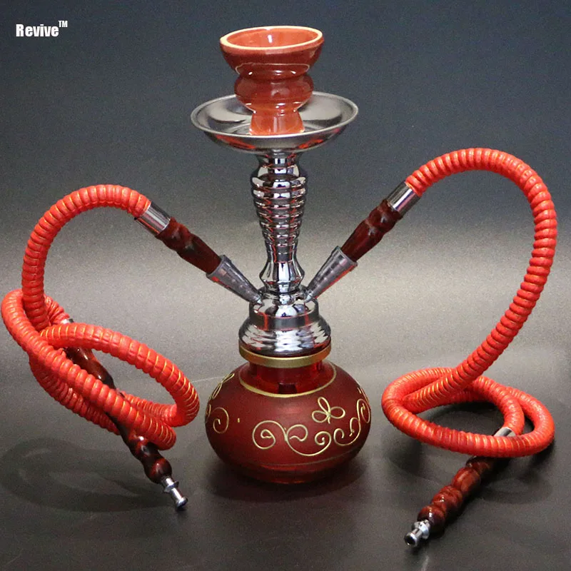 Revive Narguile Hookah Complete Set 29cm Red Shisha Chicha 2 Hoses Nargile Ceramic Smoking Bowl