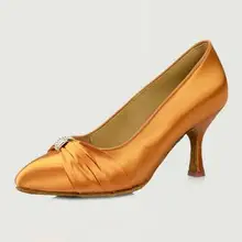 Профессиональная женская обувь для латинских танцев; атласная Обувь для бальных танцев со стразами; обувь для девочек на высоком каблуке 3 дюйма; обувь для танго; 169; обувь для выступлений