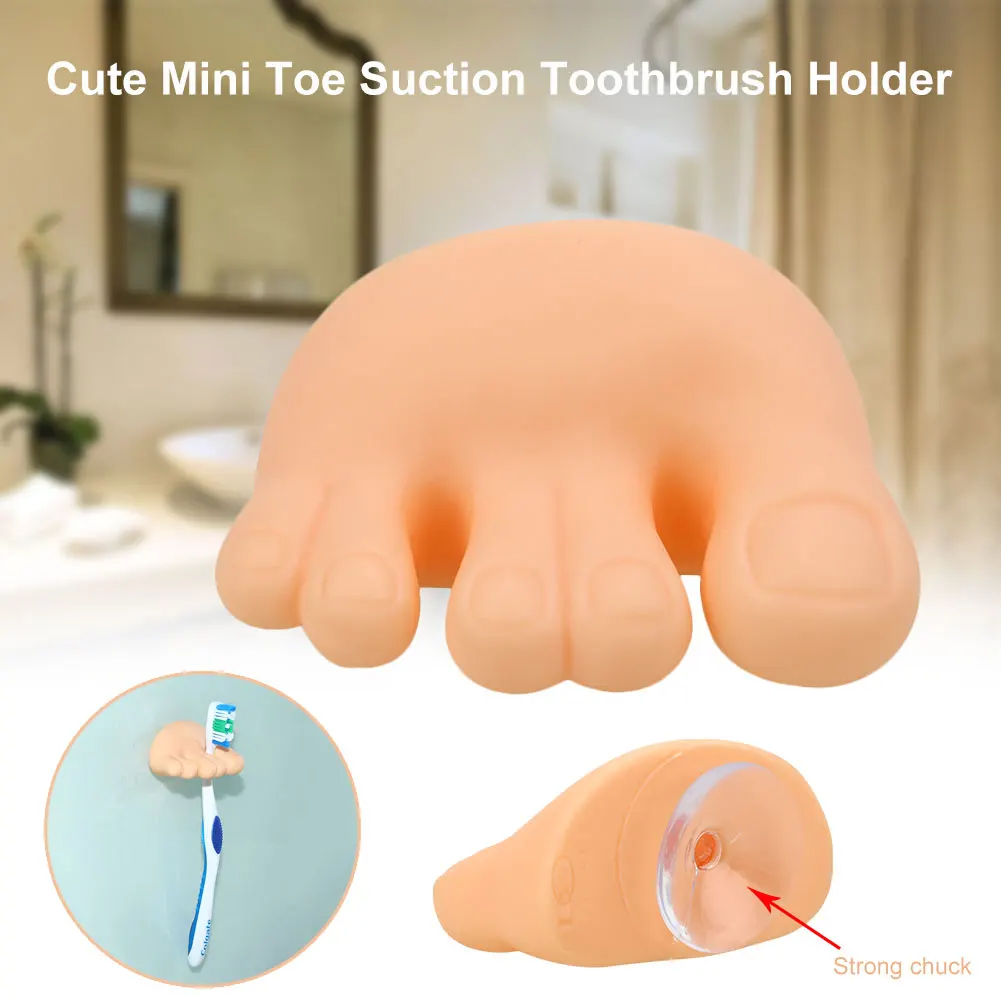 

Funny Foot Toe Shaped Storage Sucker Toothbrush Holder Rack Bathroom Accessories