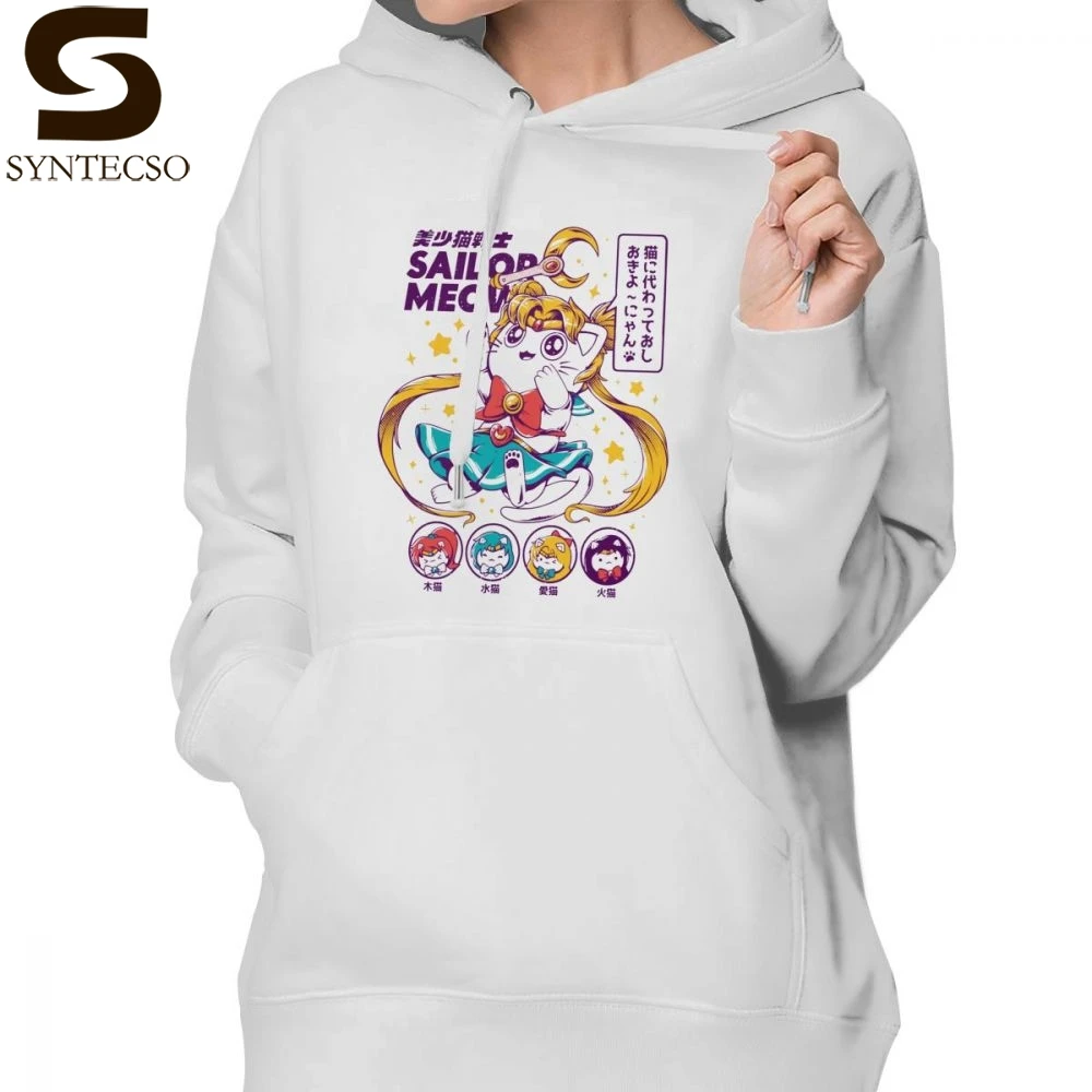 Moon Sailor Hoodie Sailor Meow толстовки уличная Красная толстовка женские модные более размер Хлопок Графический пуловер с длинным рукавом Толстовка