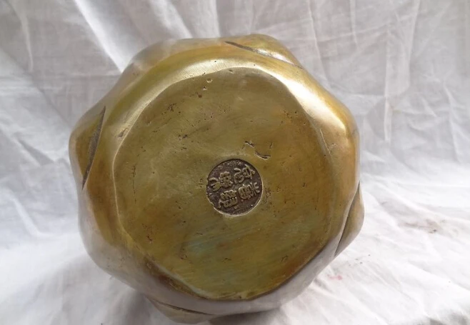 

S0227 8 China Chinese Bronze Copper Buddhism Happy 4 Face Maitreya Buddha Head Statue