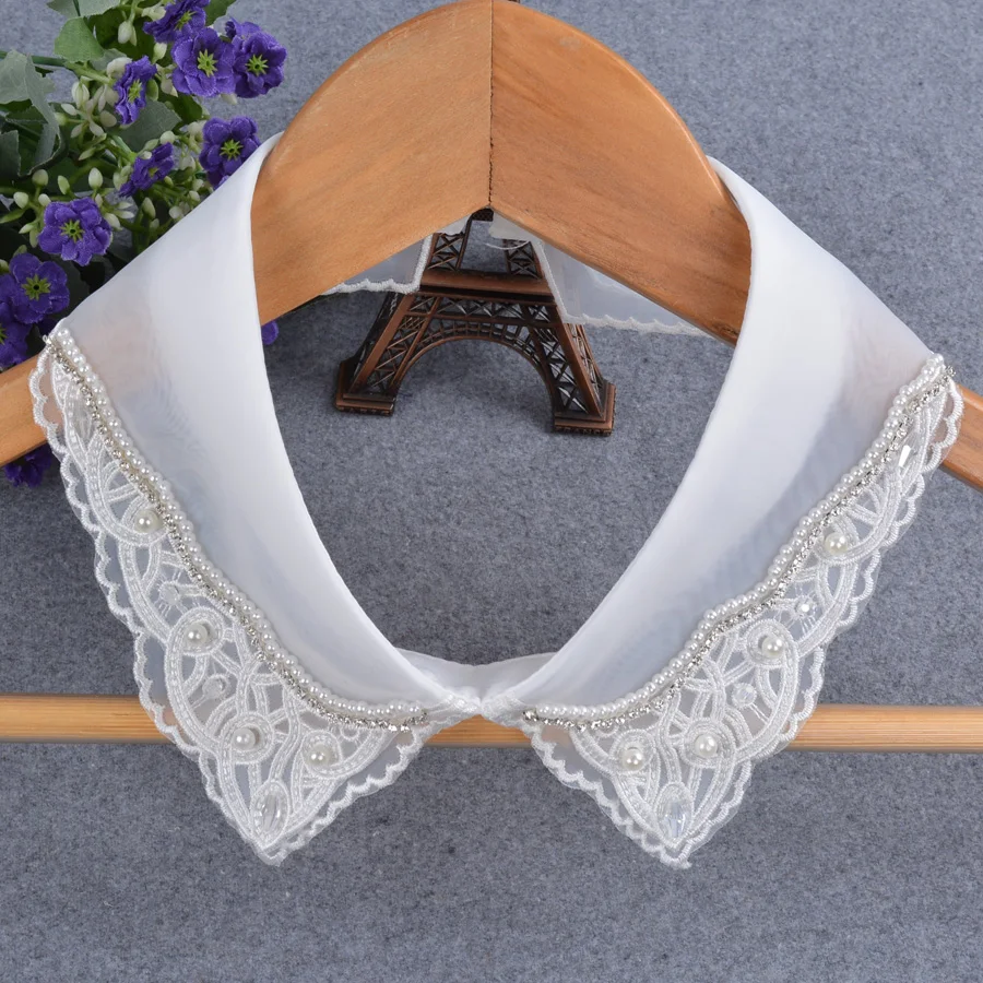 أزياء نمط انفصال طوق كاذبة النساء الماس الدانتيل قميص طوق الكورية للإزالة انفصال الشيفون كاذبة الياقات