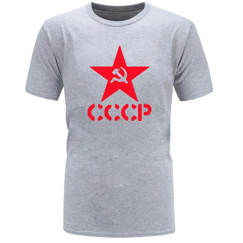 Летние CCCP русские футболки для мужчин СССР человек с коротким рукавом футболки для мужчин s Хлопок О образным вырезом футболки - Цвет: gray red