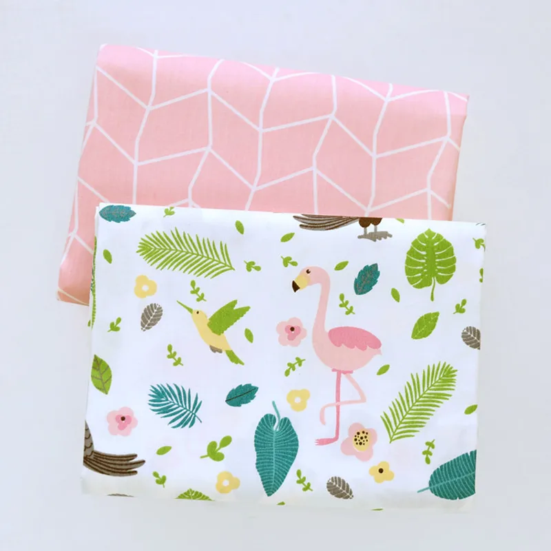 

160CM*50CM pink Flamingo cartoon infant baby cotton fabric DIY kid crib bedding sheet handwork decor patchwork fabric tissue
