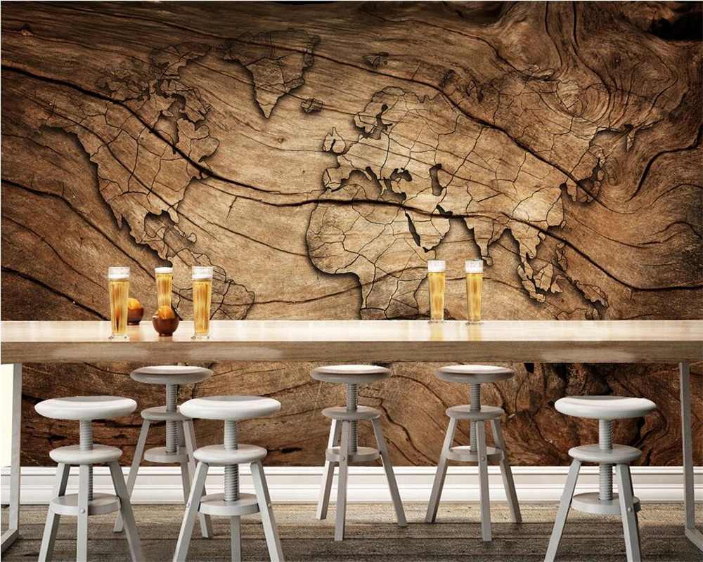 Beibehang Custom wallpaper vintage wood grain world map background wall living room bedroom TV background mural 3d wallpaper Beibehang Custom wallpaper vintage wood grain world map background wall living room bedroom TV background mural 3d wallpaper
