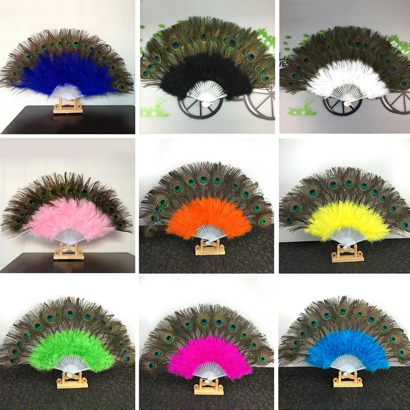 

1pcs Handmade Peacock Tail Feather Fans Dancing Events Wedding DIY Party Supplies Home Decoration