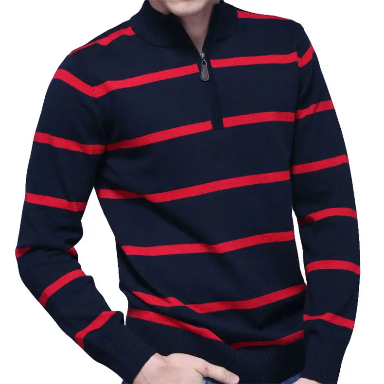 3Colors Muls Brand Polo Striped Sweater Men Pullover Winter Cotton Knitted Half Zipper Sweater Male Jumper Autumn Top Size M-3XL-02