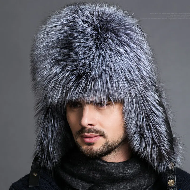 Caliente de alta gama de piel de lujo sombrero de piel de zorro de los hombres Lei Feng cap ear cap piel necesaria sombrero - 3
