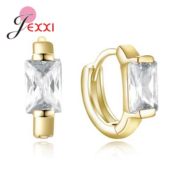 

Popular Hoop Earrings With White Rhinestone Circle Earrings Simple Circle Gold Brincos For Women As Love Gift