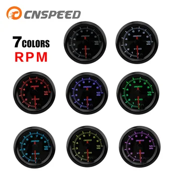 

CNSPEED Auto Parts 2"52mm Automatic Tachometer 7 Color 0-10000 RPM Instrument High Speed Stepper Motor Tachometer Car YC101381