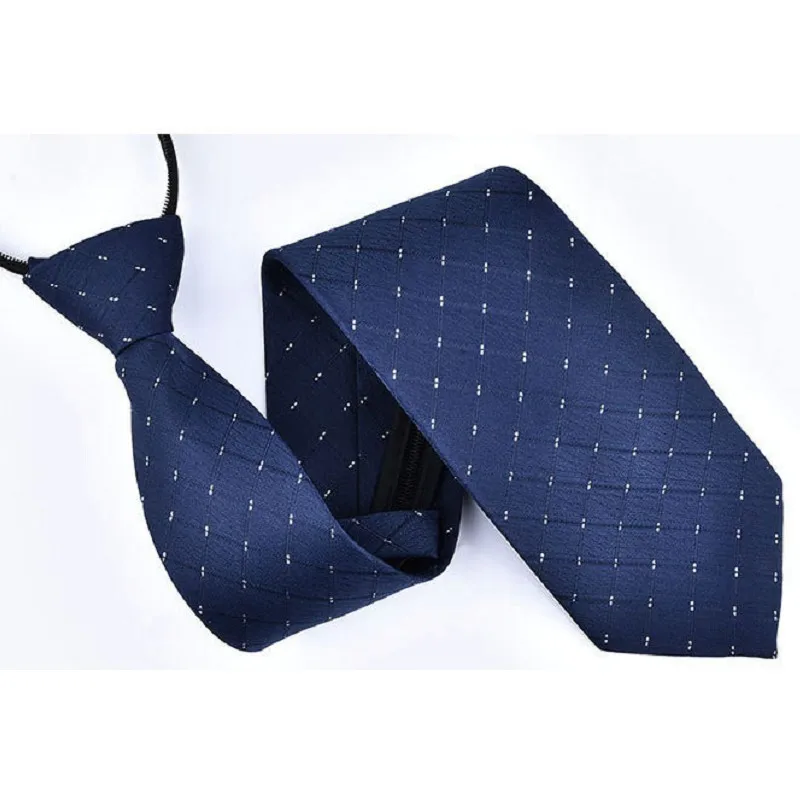 

8cm 9cm zipper necktie zip tie for men ascot business striped ready ties