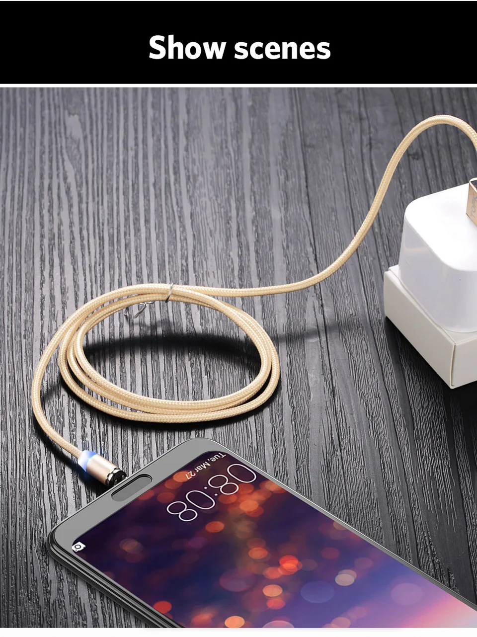 USLION светодиодный магнитный usb-кабель с магнитной вилкой и кабелем USB type C и кабелем Micro usb для samsung Xiaomi для быстрой зарядки iPhone X 8 7