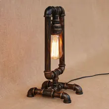 Loft industrial wind table lamp iron water pipe American retro bar bedroom office bedside table light reading pipe desk lamp american water pipe loft industrial vintage table lamp for bedroom warrior led beside lamps abajur lampara luminaira de mesa