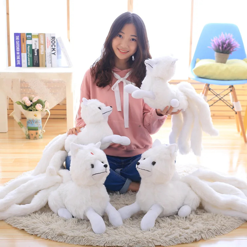 32*63 см большой плюшевый 9-хвостый Белый Лисий Кукла Kawaii Gumiho чучело Плюшевые игрушки для детей девочка подарок на день рождения Brinquedo