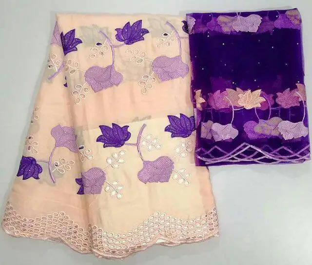 

Latest African Lace Fabric 2018 High Quality Lace Pink with purple French Guipure Nigerian Lace Fabrics With Stones For Party