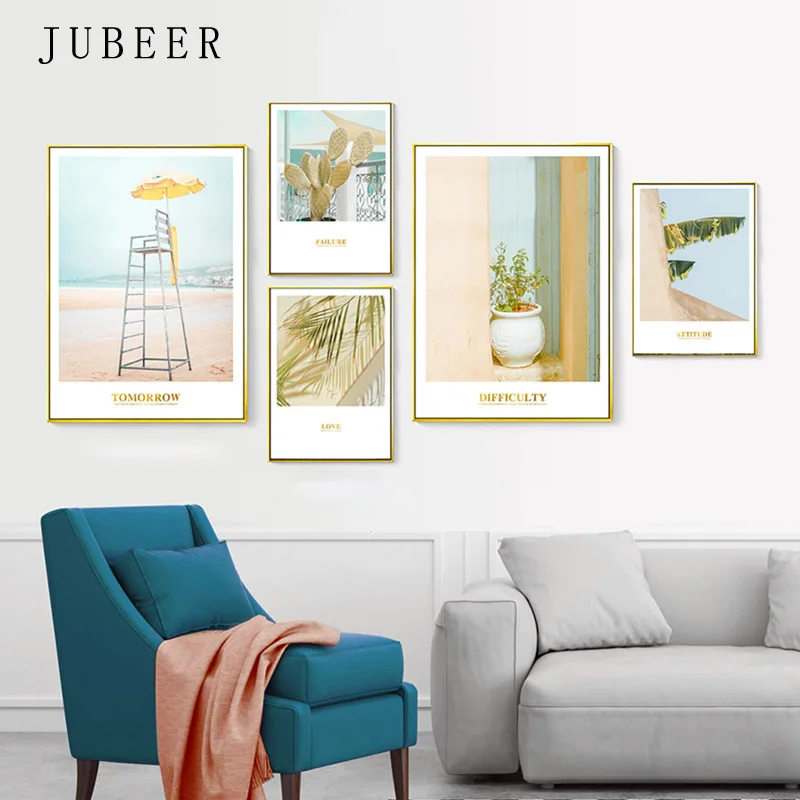 

Scandinavian Style Ins Yellow Poster Landscape Canvas Painting Wall Decoration Painting for Living Room Nordic Decoration Home