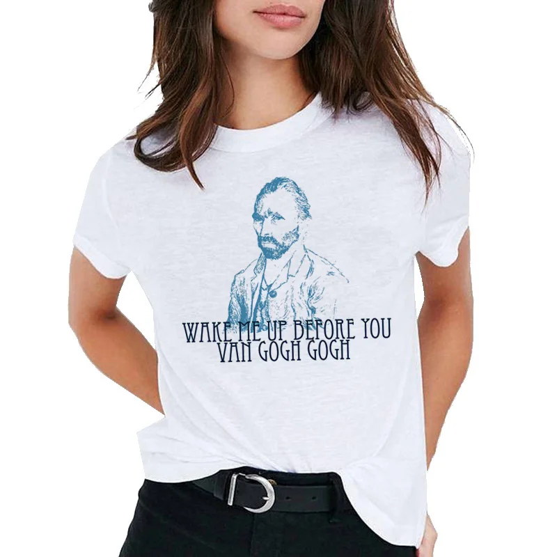 Ван Гог арт футболка Женская Топ с масляным принтом Футболка женская новая уличная одежда Повседневная футболка графическая футболка в стиле Харадзюку Femme