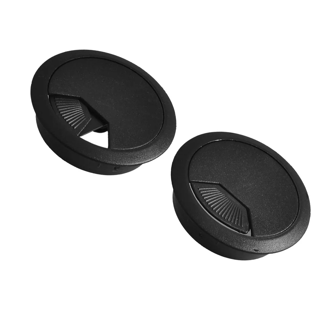 2 Pcs 53mm Diameter Desk Wire Cord Cable Grommets Hole Cover Blackin