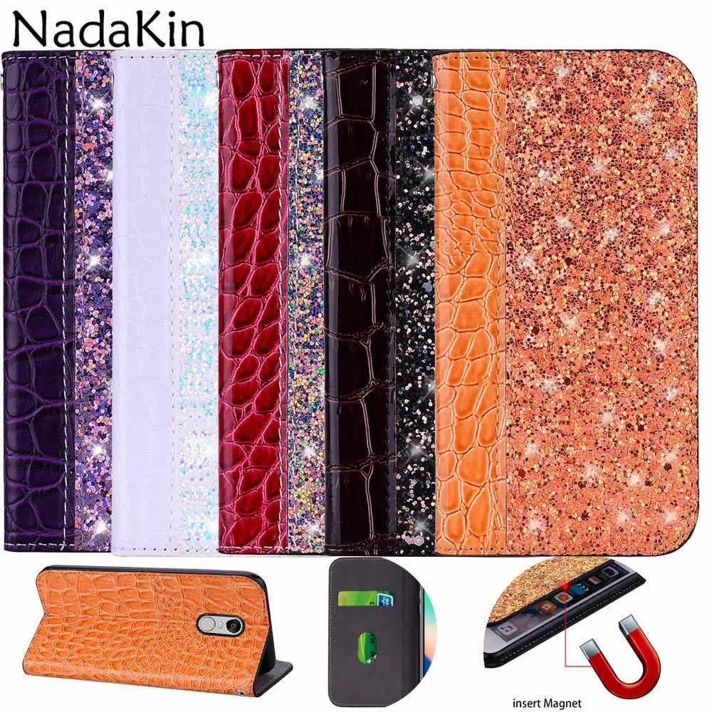 

Glitter Bling Book Phone Case Shell for Xiaomi Redmi S2 Note 4 4X 5 6 Pro 5A Prime With Card Slot Flip Leather Cover