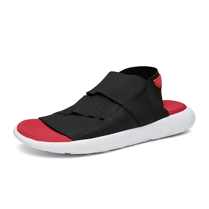 VSIOVRY/модные сандалии; Мужская Летняя Повседневная обувь; удобные пляжные сандалии из эластичной ткани; мужские легкие дышащие сандалии - Цвет: Black Red