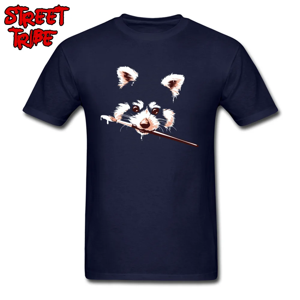 Cute Ailuridae -974 Printing Short Sleeve T Shirts Summer/Autumn Crew Neck 100% Cotton Tops Shirt for Men T Shirts Printed On Ailuridae -974 navy