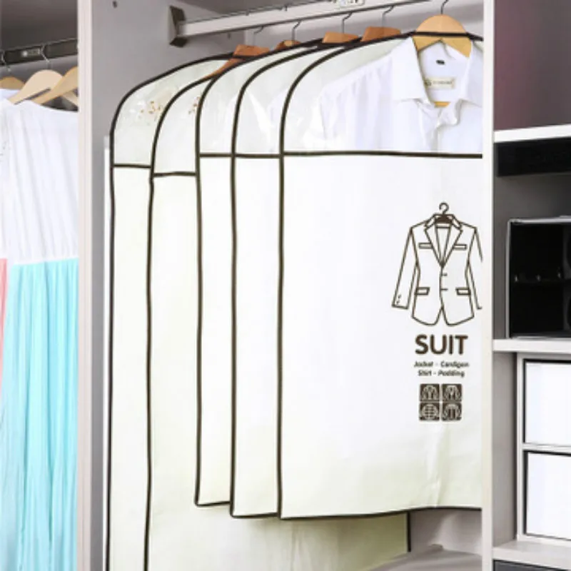 

Two Sizes Clothes Dust Cover Non-woven fabric Case for Household Hanging-type Coat Suit Protect Storage Bag Wardrobe Organizer