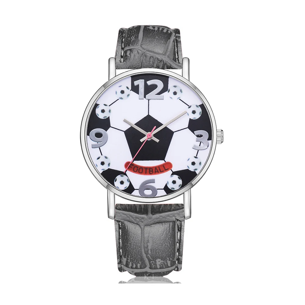 Оптовая продажа, Детские кварцевые наручные часы для мальчиков и девочек, модные детские футбольные часы, детские часы