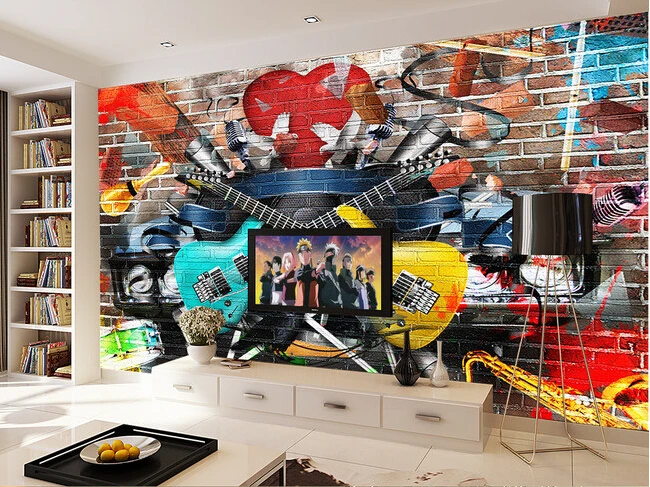 Us 120 60 Di Scontopersonalizzato Papel De Parede 3 D Anime Musica Graffiti Murales Per Bar Ktv Sfondo Muro Di Carta Da Parati Impermeabile In