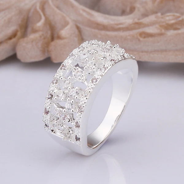 R312 Top Quality Silver Plated Stamped 925 Wide Thick Squre With R312 Top Quality Silver Plated Stamped 925 Wide Thick Squre With Small Stone Rings For