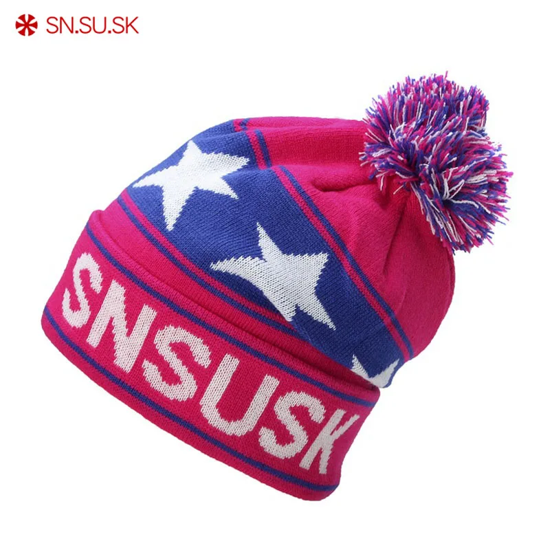 

SN.SU.SK Brand Ski Warm Winter Knitting Skating Skull Cap Hat Beanies Turtleneck Cap Ski Cap Snowboard For Men Women Touca Gorro