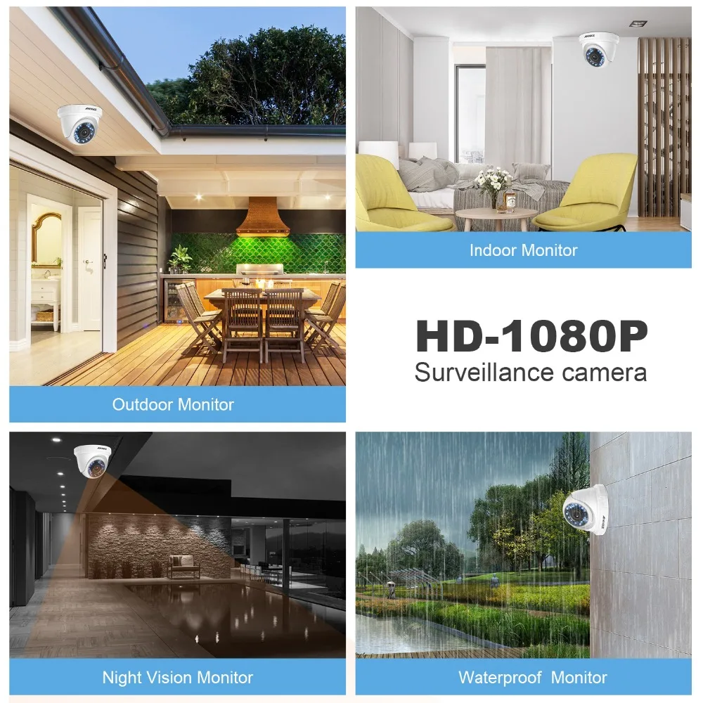 ANNKE 3MP 4CH 5in1 HD TVI CVI AHD IP камера H.264 + DVR 4 шт. 2MP 1080 P уличная Водонепроницаемая ИК