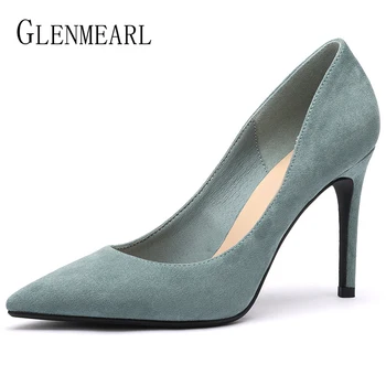 

Women High Heels Spring Brand Woman Pumps Thin Heels Party Multiple Colour Shoes Pointed Toe Slip On Office Ladie Dress Shoe New