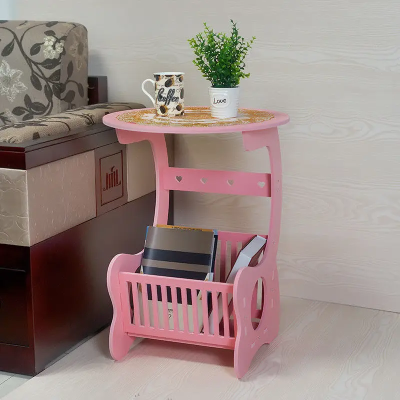 Oval End Table Coffee Couch TV Snack Chair Sofa Tray Side Wood w/ Magazine Rack