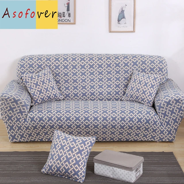 Asofover Pure Color Grey Sofa Cover Elastic Sofa Slipcover Stretch