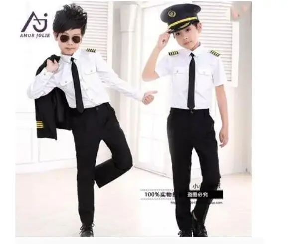 

Hot Children Air Force Less Clothing Pilot Uniforms Boy Captain Performing Photography Service Performance clothing AMBESTPARTY