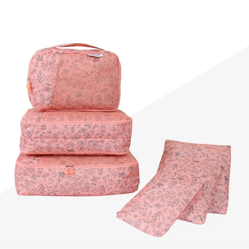 6 шт./партия водонепроницаемый дышащий набор дорожных чехлов большие тканевые органайзеры сумка для хранения Дорожный чемодан отделочная сумка органайзер сумка - Цвет: watermelon pink