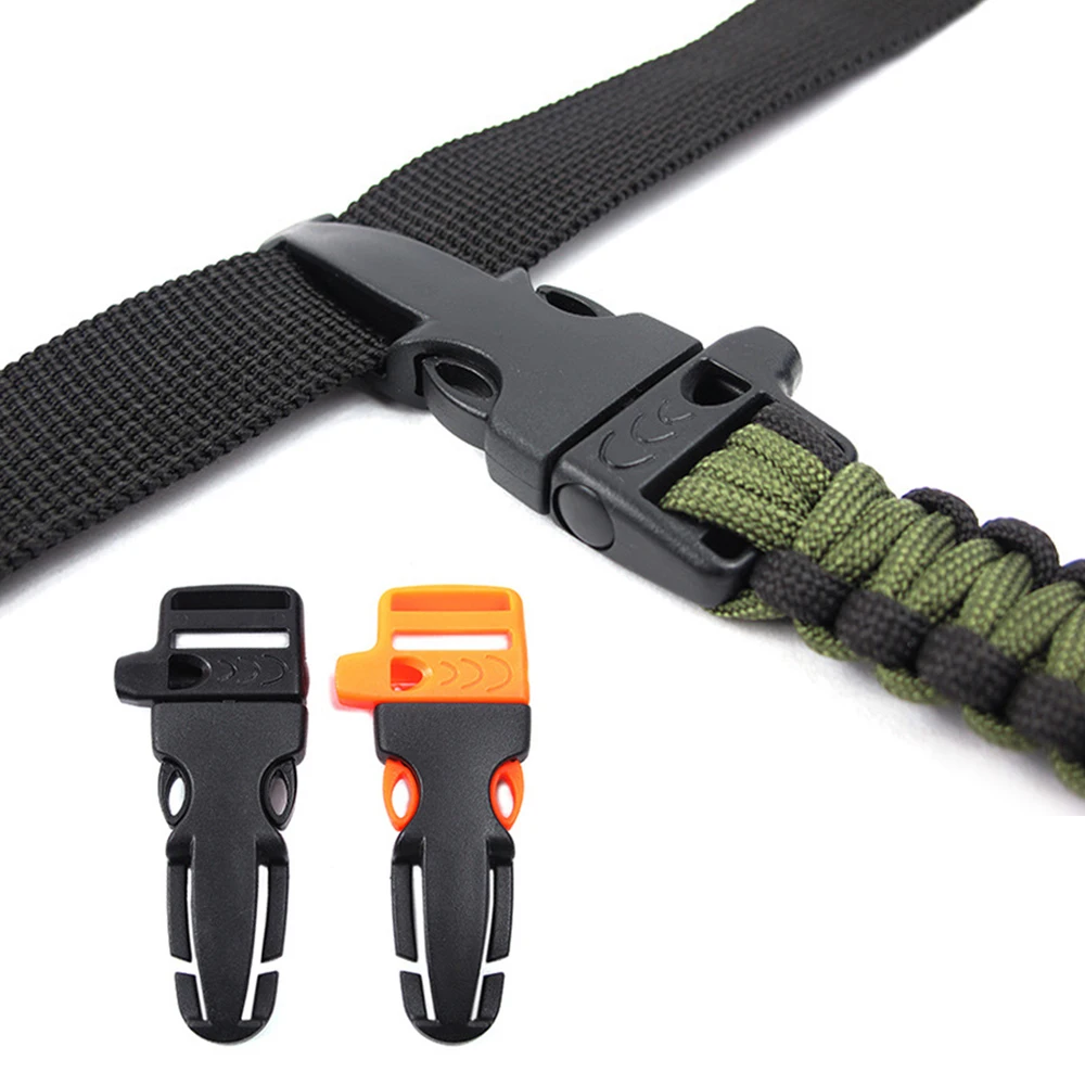 

10pcs Outdoor Side Quick Release Plastic Buckle Paracord Buckle with Emergency Whistle for 20mm Paracord Bracelet Survival Tool