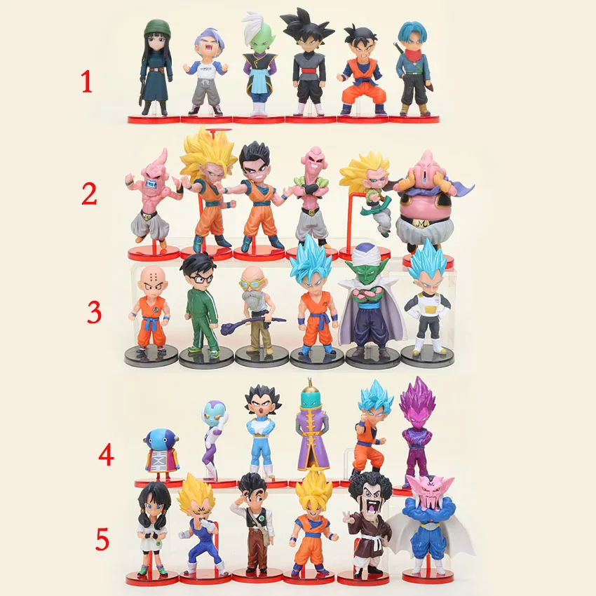 

6pcs/set Dragon Ball Z Resurrection F Son Gokou Son Gohan Vegeta Piccolo Kuririn Master Roshi PVC Figures actio Toys model gifts