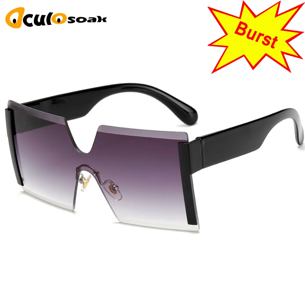 2019 Oversized Square Rimless Sunglasses Women Brand Designer Flat top Big Sun Glasses Female One Piece Travel Gafa de sol 2019 Oversized Square Rimless Sunglasses Women Brand Designer Flat top Big Sun Glasses Female One Piece Travel Gafa de sol