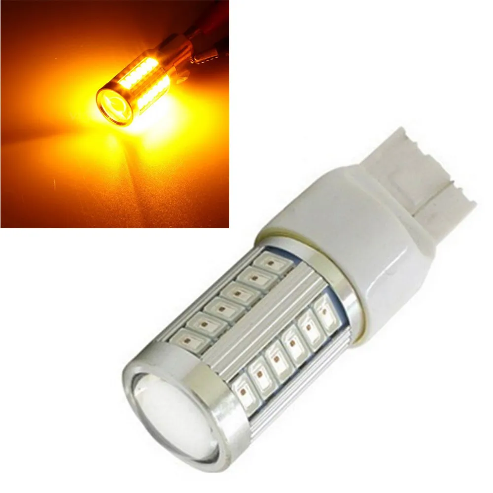 

1x T20 W21W 7443 7440 33 SMD 33SMD LED 5630 Backup Reserve Amber Orange Yellow Fog Light Lamp 12V Turn Signal Bulb