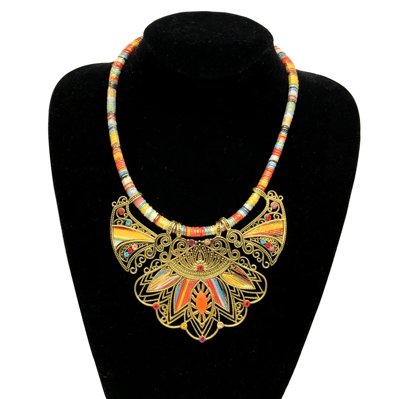 Богемное ожерелье и кулоны для женщин, многоцветное эффектное ожерелье в богемном стиле, женские большие этнические воротнички, длинное этническое ювелирное изделие, Новинка