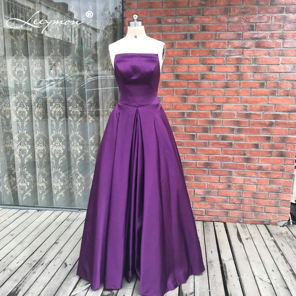 Настоящая новая атласная гофрированное платье подружки невесты без бретелек сексуальная открытая спина 2019 фиолетовое платье халат demoiselle